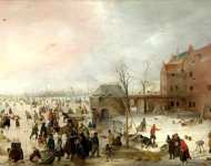 Hendrick Avercamp - A Scene on the Ice near a Town